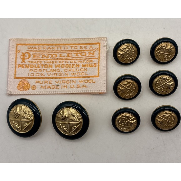 Pendleton Jackets & Blazers - Vintage Pendleton Dark Green Gold Brass Buttons From Ladies Blazer Jacket X8